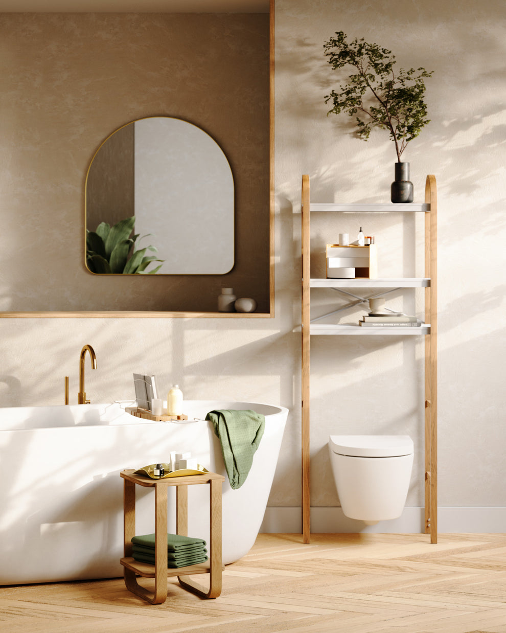 Hubba arched spegill brass 87x92cm