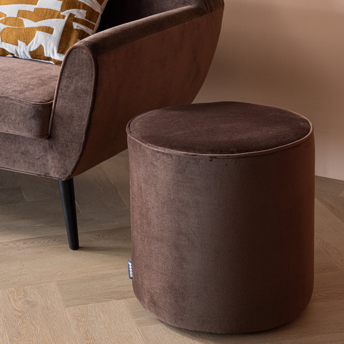 Sara skemill high velvet dark brown