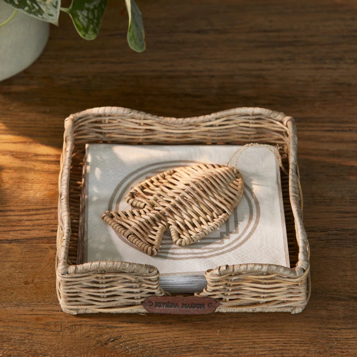 Rustic Rattan Fish servíettubox