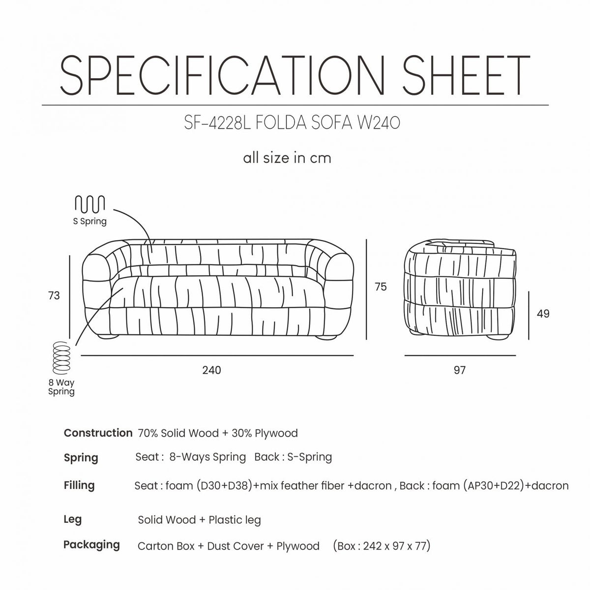 Folda sófi Velore Beige