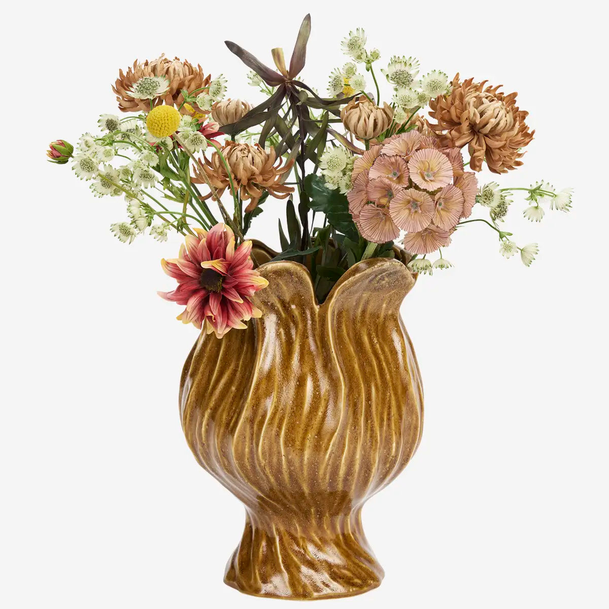 Stoneware blómapottur warm yellow
