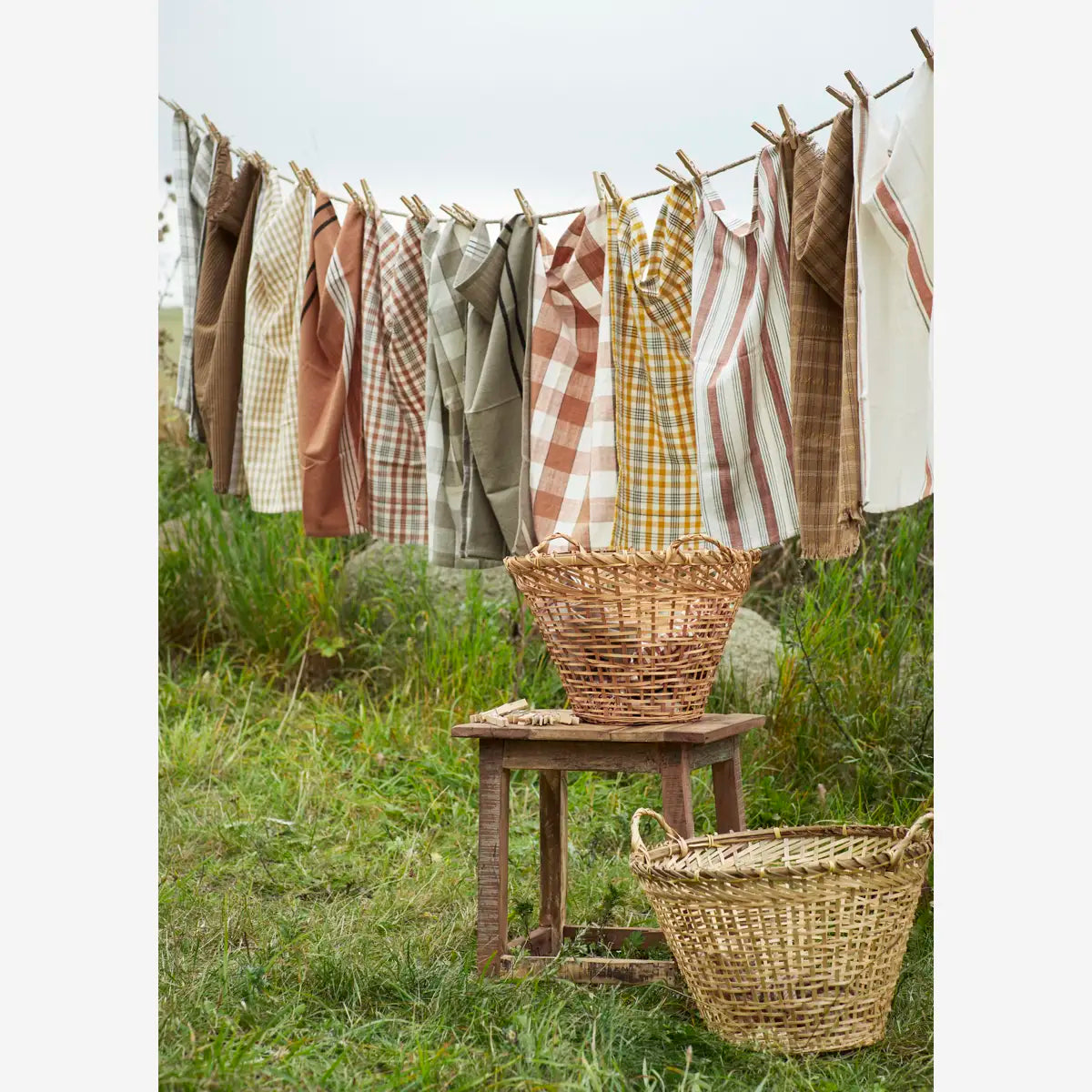 Checked viskastykki taupe