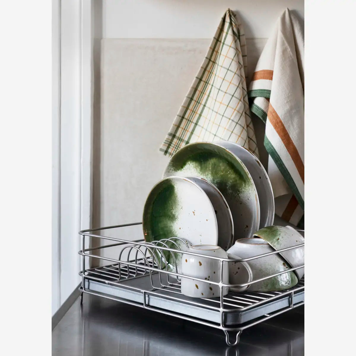 Checked viskastykki green/yellow