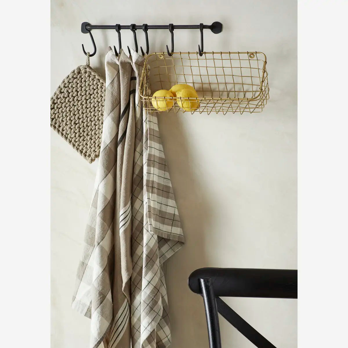 Checked viskastykki taupe