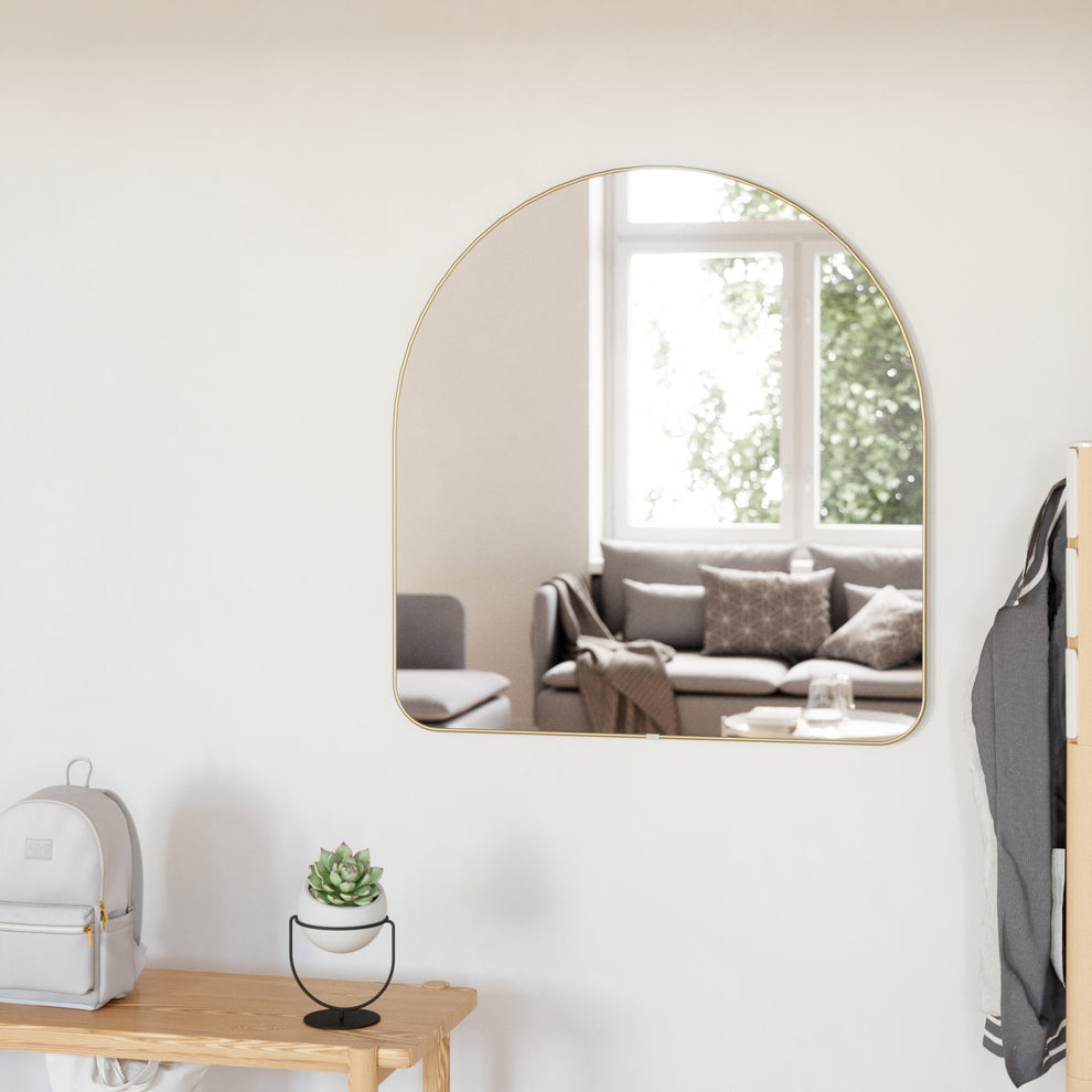 Hubba arched spegill brass 87x92cm