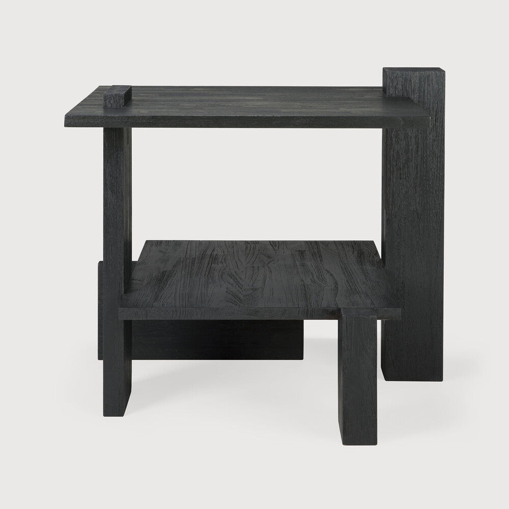
            Teak Abstract black side table