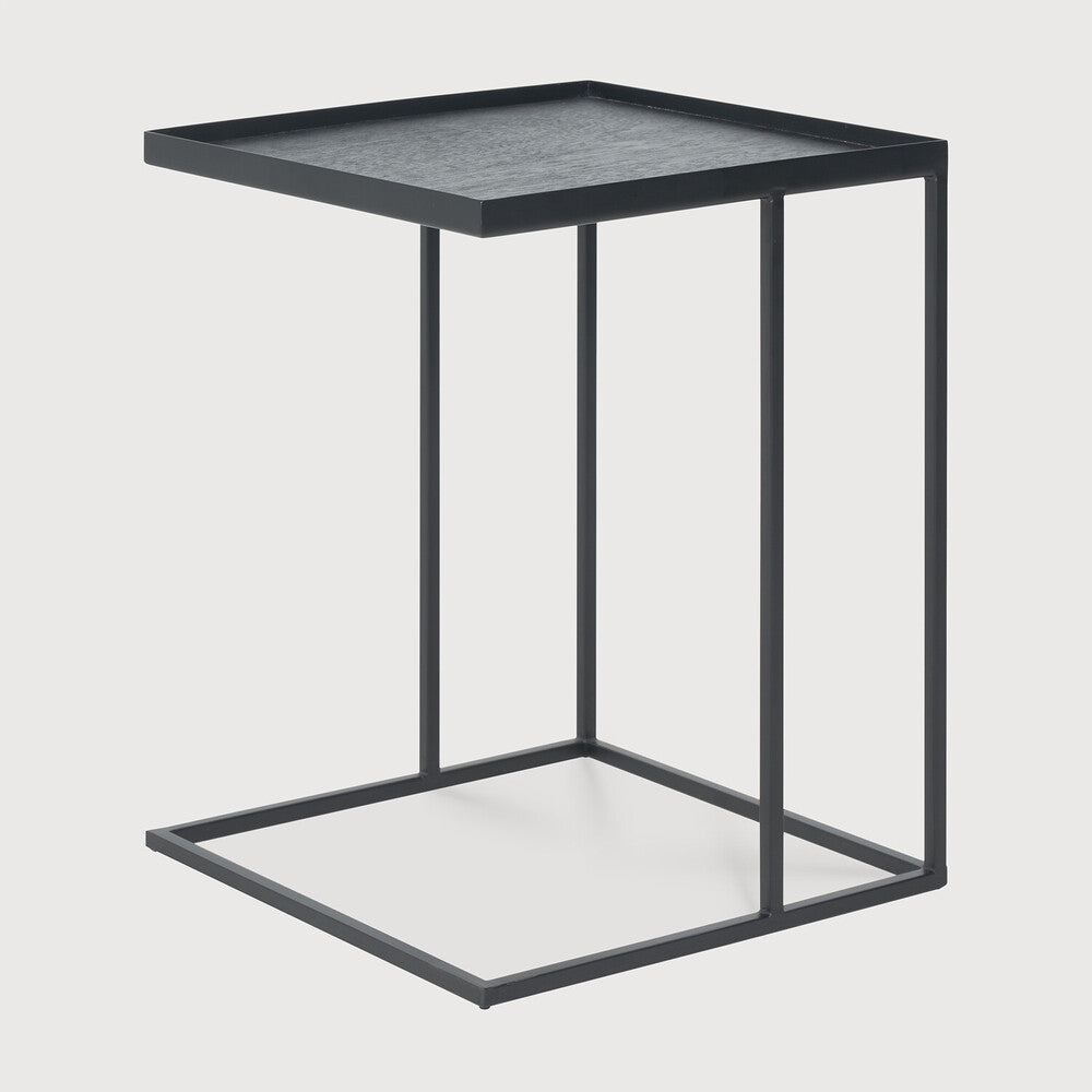 
            Tray side table - varnished wood - black - square