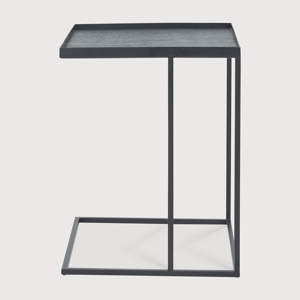 
            Tray side table - varnished wood - black - square