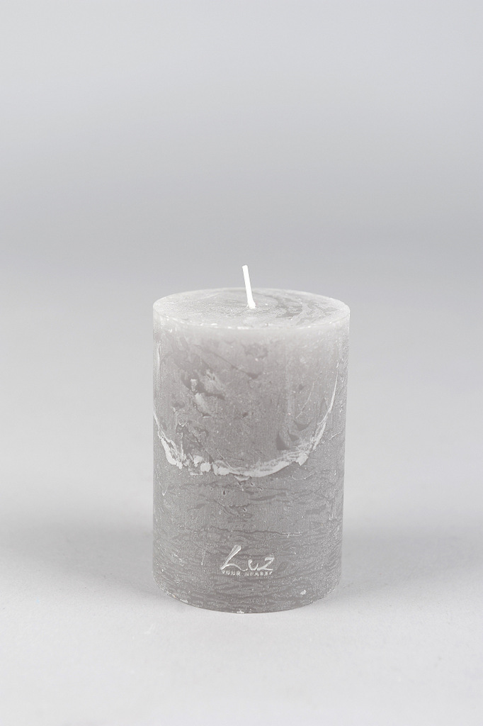 
            Ø7xH10cm - rustic candle grey