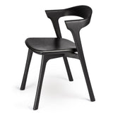 Oak Bok Black borðstofustóll - svört leðursessa