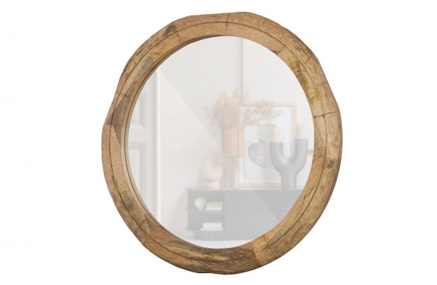 
            Rion round mirror mango wood natural
