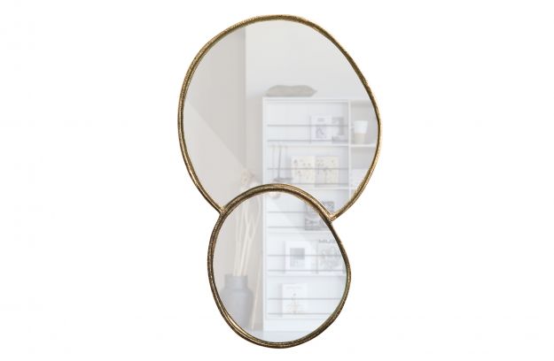 
            Double mirror with metal edge gold